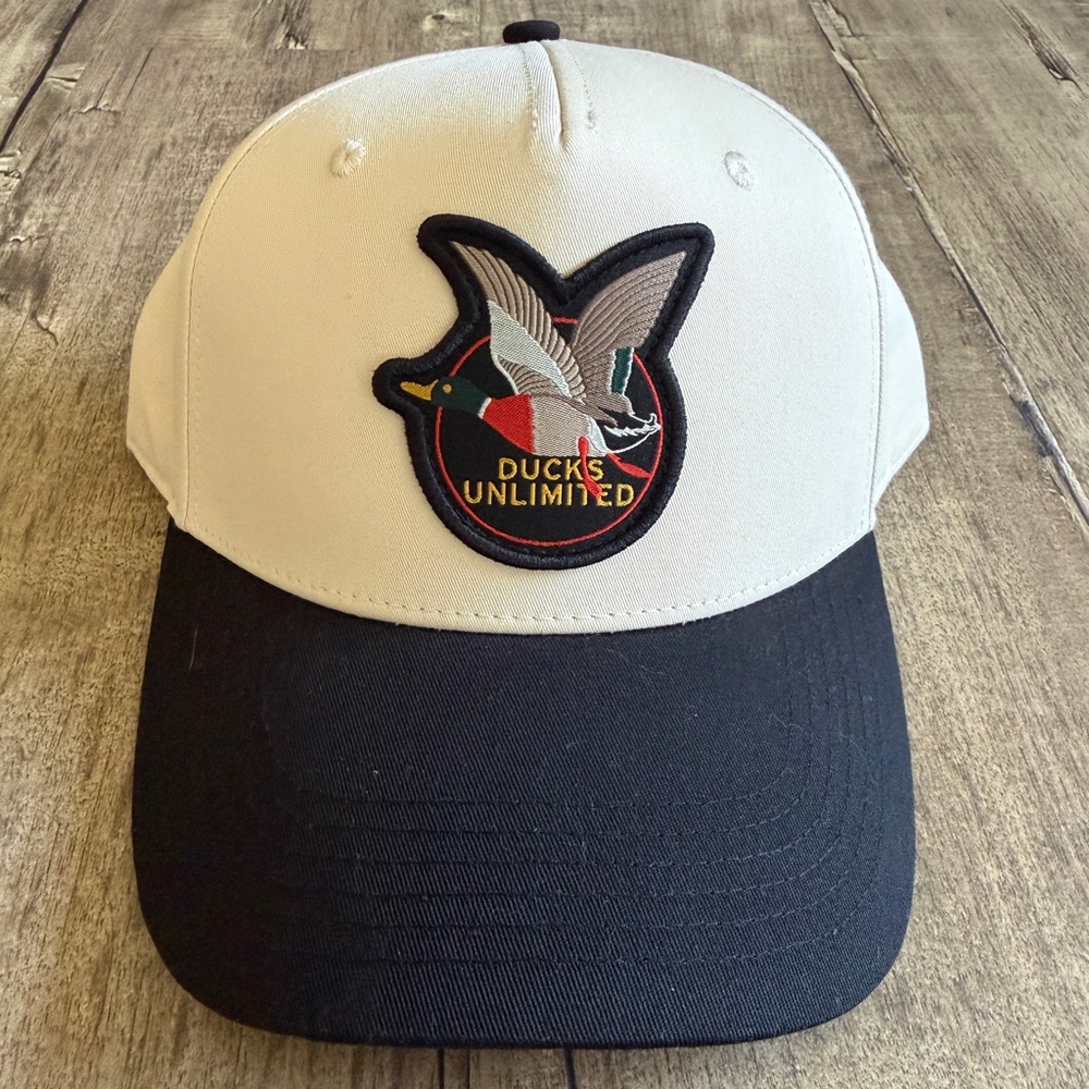 Ducks Unlimited Baseball Cap Snapback Khaki Black Mallard Duck Patch Men's NWOT